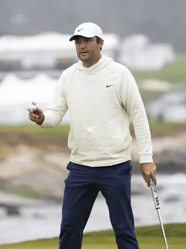 Scottie Scheffler Nike Golf Hoodie – Grey and White Pullover (Recreated Edition)