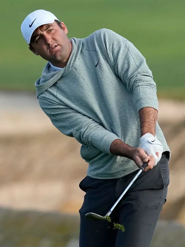 Scottie Scheffler Nike Golf Hoodie – Grey and White Pullover (Recreated Edition)