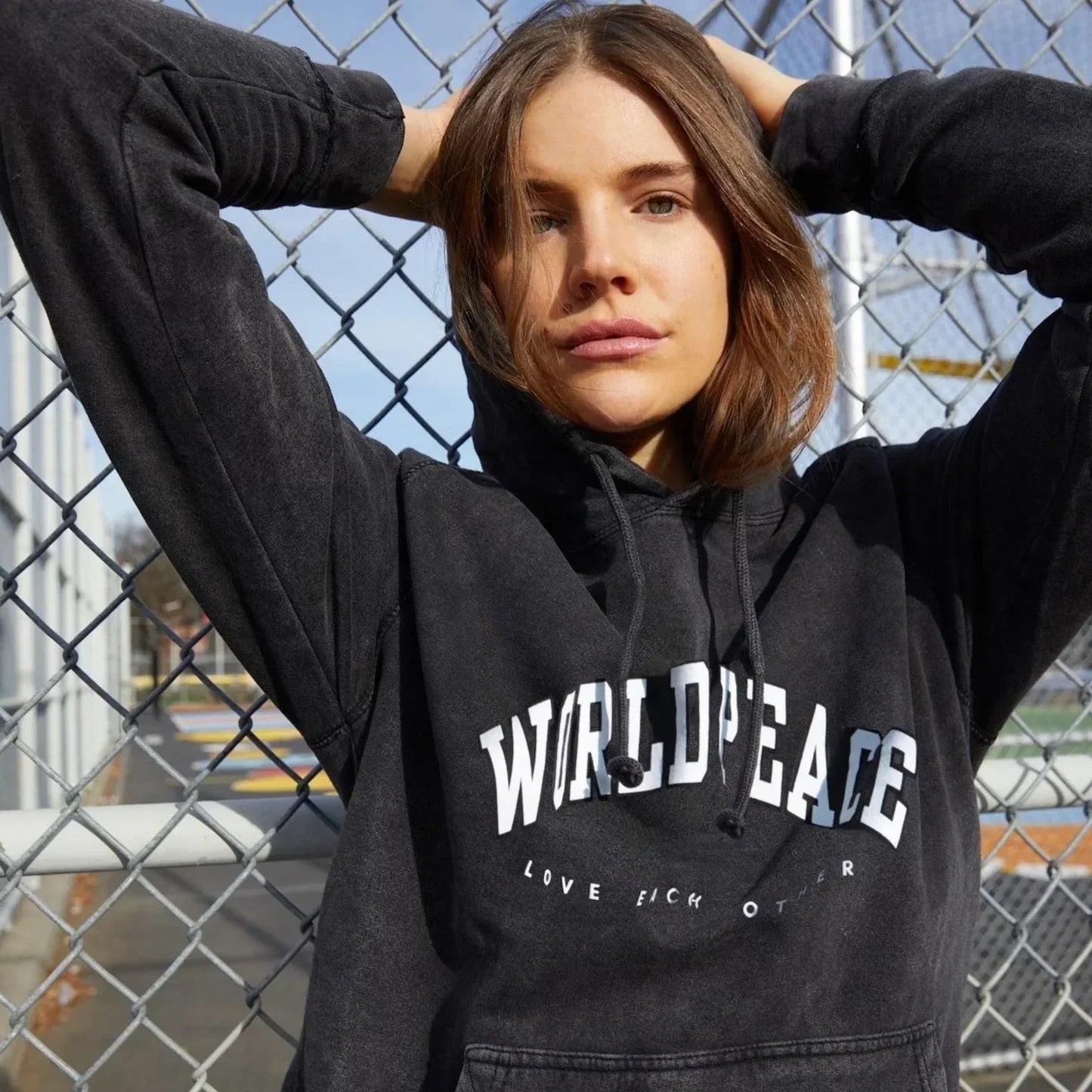 Vintage World Peace Grey Hoodie – Recreated Edition
